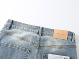 Purple Brand Street Washed Ink Splashed Distressed Micro Horn Elastic Jeans