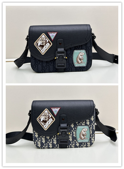 Dior Fashion Embroidered Flip Saddle Bag Crossbody Bag Size: 24 x 18 x 7 CM
