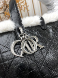 Dior Fashion CD Ring Diamond Grid Plush Leather Handbag Crossbody Bag