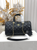 Chanel Classic Lingge Leather Bowling Bag Chain Bag Size: 21 x 17 x 8 CM