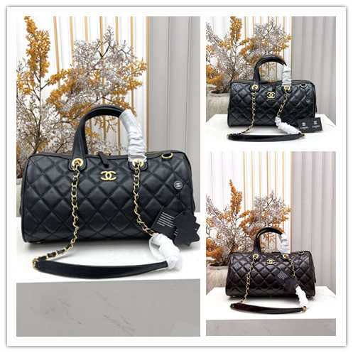 Chanel Classic Lingge Leather Bowling Bag Chain Bag Size: 21 x 17 x 8 CM