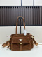 Prada Retro Triangle Logo Suede Shoulder Bag Underarm Bag Size: 31 x 18 x 11 CM