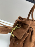 Prada Retro Triangle Logo Suede Shoulder Bag Underarm Bag Size: 31 x 18 x 11 CM