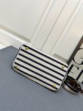 Prada vacation style embroidered logo linen handbag crossbody bag Size: 25 x 19 x 15 CM