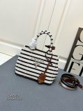 Prada vacation style embroidered logo linen handbag crossbody bag Size: 25 x 19 x 15 CM