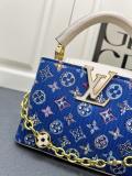 Louis Vuitton Fashion Logo Printed Mini Flip Denim Handbag Crossbody Bag Size: 21 x 14 x 8 CM