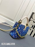 Louis Vuitton Fashion Logo Printed Mini Flip Denim Handbag Crossbody Bag Size: 21 x 14 x 8 CM