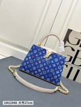 Louis Vuitton Fashion Logo Printed Mini Flip Denim Handbag Crossbody Bag Size: 27 x 18 x 9 CM