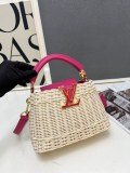 Louis Vuitton Fashion Mini Rattan Flip Bag Crossbody Bag Size: 21 x 14 x 8 CM