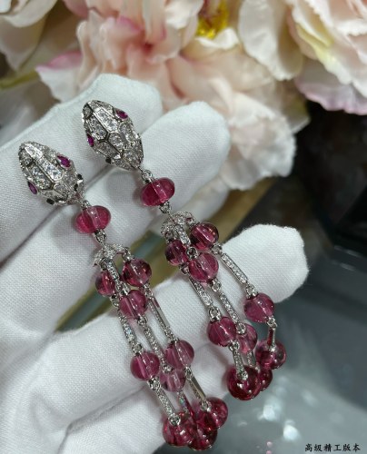 Bvlgari Fashion Personalized Diamond Studded Snakehead Tassel Earrings