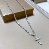 Bvlgari New Couple Fashion Retro Inlaid Cross Necklace