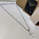 Bvlgari New Couple Fashion Retro Inlaid Cross Necklace