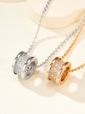 Bvlgari New Couple Fashion Full Diamond Transport Bead Necklace