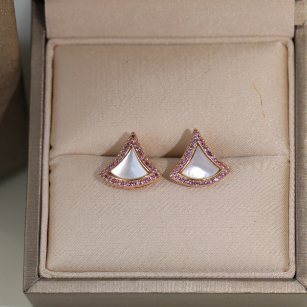 Bvlgari Fashion Gem Inlaid Diamond Fan Earrings
