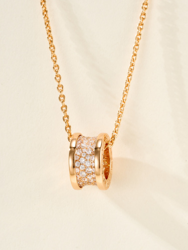 Bvlgari New Couple Fashion Full Diamond Transport Bead Necklace