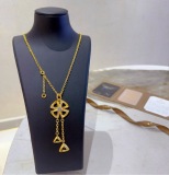Bvlgari New Fashion Diamond Set Clover Tassel Necklace