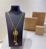 Bvlgari New Fashion Diamond Set Clover Tassel Necklace