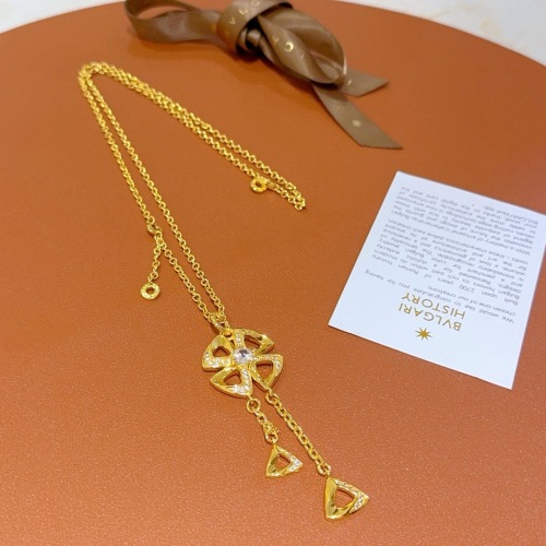Bvlgari New Fashion Diamond Set Clover Tassel Necklace