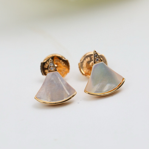 Bvlgari New Fashion Peacock Stone Fan Shaped Skirt Earstuds