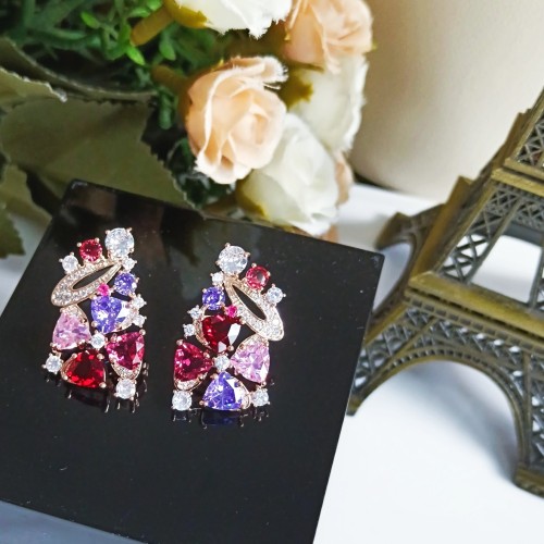 Bvlgari New Fashion Inlaid Colored Gemstone Earrings