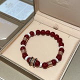 Bvlgari New Couple Fashion Transfer Pearl Red Agate Bracelet