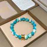 Bvlgari New Couple Fashion Natural Snake Skin Stone Bracelet