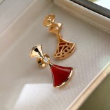 Bvlgari New Fashion Red Agate Fan Shaped Skirt Earstuds