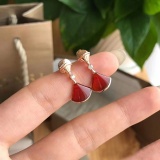 Bvlgari New Fashion Red Agate Fan Shaped Skirt Earstuds
