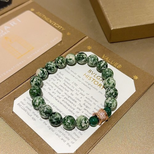 Bvlgari Couple Fashion Diamond Set Transfer Bead Natural Snake Skin Stone Bracelet