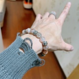 Balenciaga Couple Fashion Retro Punk Thai Silver Style Hair Crystal Bracelet