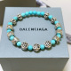 Balenciaga Vintage Thai Silver Style Natural Turquoise Bracelet