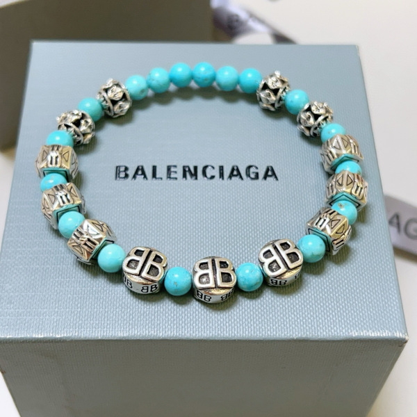 Balenciaga Vintage Thai Silver Style Natural Turquoise Bracelet