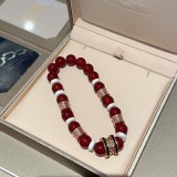 Bvlgari New Couple Fashion Transfer Pearl Red Agate Bracelet