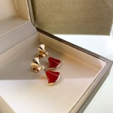 Bvlgari New Fashion Red Agate Fan Shaped Skirt Earstuds