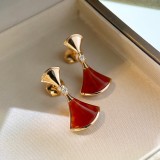 Bvlgari New Fashion Red Agate Fan Shaped Skirt Earstuds