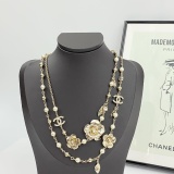Chanel Fashion Elegant Camellia Double C Pearl Sweater Chain