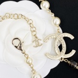 Chanel Fashion Versatile Black and White Pearl Sweater Chain