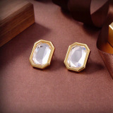 Balenciaga New Fashion Versatile Square Diamond Earrings