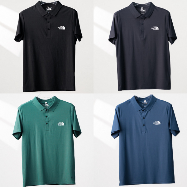 The North Face Fashion Embroidered Solid Ice Silk Polo Short Sleeved T-shirt