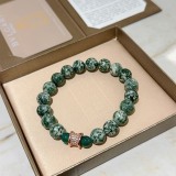 Bvlgari Couple Fashion Diamond Set Transfer Bead Natural Snake Skin Stone Bracelet