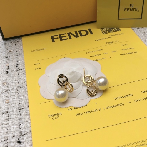Fendi New Fashion Diamond Studded F Pearl Earrings