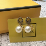 Fendi New Fashion Diamond Studded F Pearl Earrings