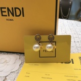 Fendi New Fashion Diamond Studded F Pearl Earrings