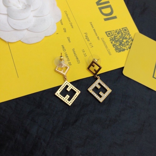 Fendi New Fashion Versatile Diamond Studded FF Earrings