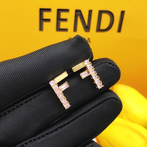 Fendi New Elegant Pink Diamond FF Earrings