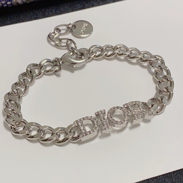 Dior New Fashion Diamond Logo Silver Bracelet