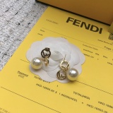 Fendi New Fashion Diamond Studded F Pearl Earrings