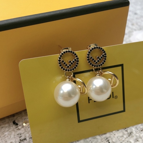 Fendi New Fashion Diamond Studded F Pearl Earrings
