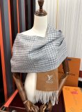 Louis Vuitton New Couple Classic Embroidered Logo Checkered Cashmere Scarf Size: 32 x 200 CM