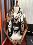 Chanel Fashion Elegant Camellia Hat Printed Cashmere Square Towel Size: 140 x 140 CM